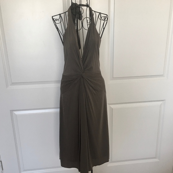 BCBGMaxAzria Dresses & Skirts - BCBGMaxazria Stretch Knit Halter Dress Olive M